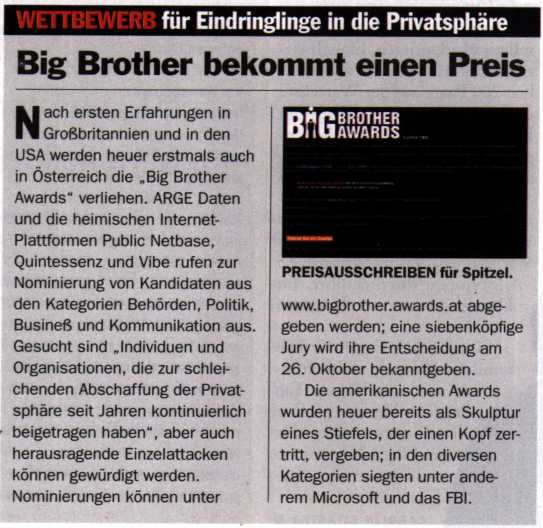 Big Brother bekommt einen Preis